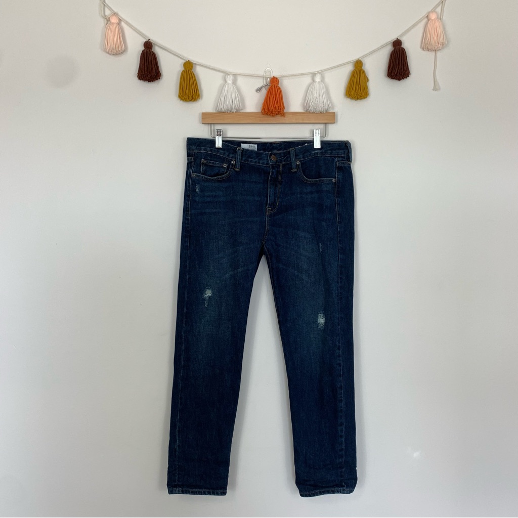 Gap 1969 Sexy Boyfriend Distressed Dark Wash Jeans Size 29